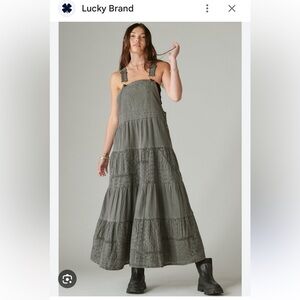 Lucky Brand Coverall Lace Schiffley Maxi Dress